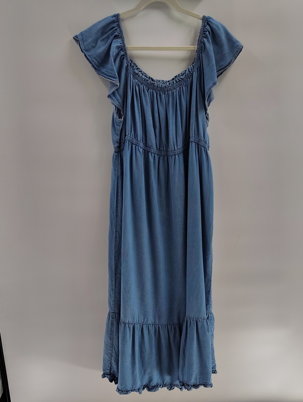 Indigo Rose Tencel Chambray Dress XL Stretch Waist
